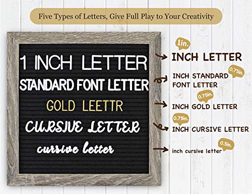 Double Sided Felt Letter Board with Letters - Pre Cut & Sorted 725 White & Gold Characters with Stand, Cursive Style Letters, Big Letters, Plastic Organizer, Tabletop Display.