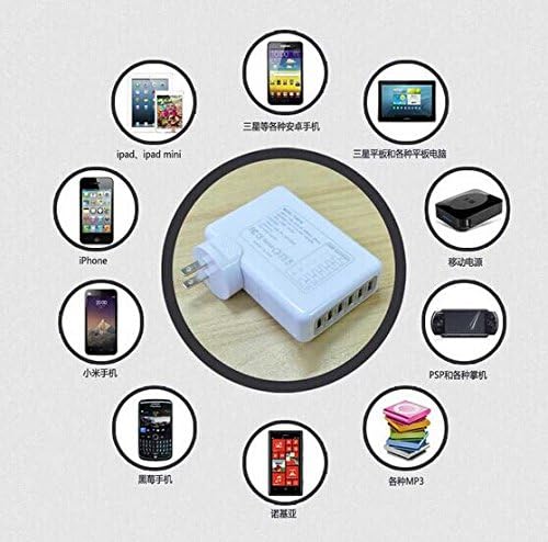 Xseries™ 20 Watt 6 Port USB Desktop Rapid Charger. Multiport USB Travel Charger for iPhone 5s 5c 5, Iphone 6 6pus, iPad Air, iPad mini, Galaxy S5 S4, Note 3, 2, the new HTC One (M8), Nexus and More