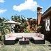 U-MAX 7 Piece Patio PE Rattan Wicker Sofa Set Outdoor Sectional Furniture Chair Set with Cushions and Tea Table, Black