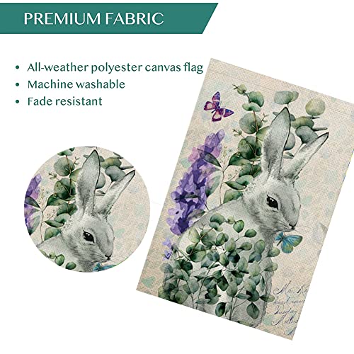 Qinqingo Easter Garden Flag Lavender Rabbit Bunny Vertical Double Sided Burlap 12.5 X 18 Inch  Butterfly Spring Flower Summer Holiday Farmhouse Decor Yard Outdoor Decorations (Lavender Rabbit) #TOP3