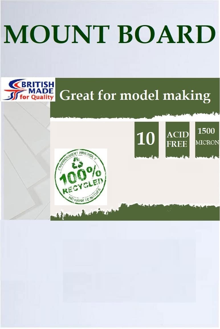 PROTECTAFILE White Mount Board -Backing Modelling -Sturdy Cardboard Sheets for Crafts and DIY Projects - Heavy Duty Chipboard Sheets (SRA1, Inches)