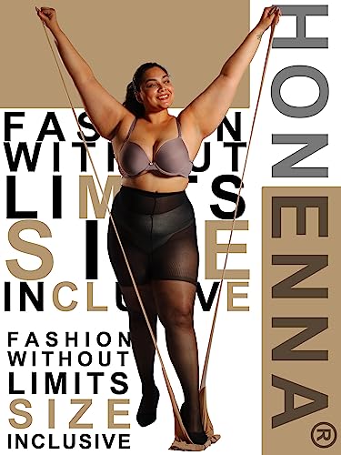 HONENNA 2 Pairs Plus Size Sheer Tights for Women, 17 Colors Ultra Thin Pantyhose Reinforced Toes High Waist Stockings, Black + Tan 2 Pairs 3XL-4XL