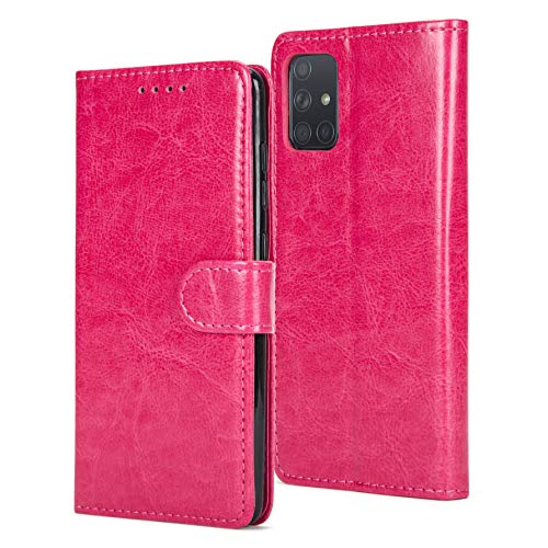AMAZE!UK Galaxy A51 Case Cover Pink Leather Phone Case Silicon Gel Bumper Inner Shell/Magnetic/Card Holder/Stand-view Samsung Galaxy A51 Cover