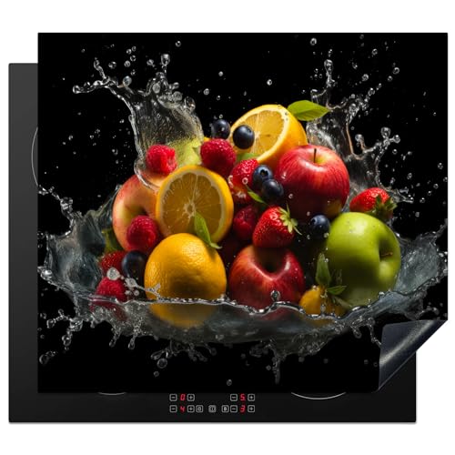 KitchenYeah© Cubre Vitrocerámica - Protector Vitroceramica Induccion 59x52 cm - Tapa Vitroceramica - Protector de Vitroceramica Fruta - Manzana - Naranja - Rojo - Agua