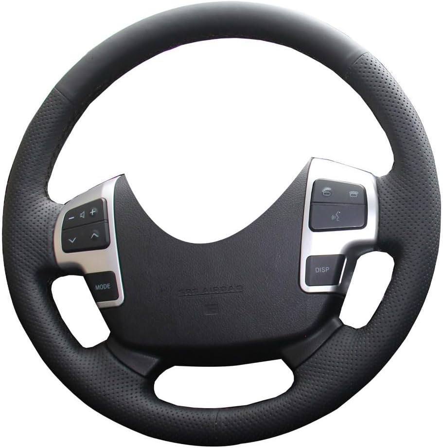 Eiseng DIY Sew Stitch Steering Wheel Covers for Toyota Land Cruiser 2008-2015 / for Tundra 2007-2013 / for Sequoia 2008-2013 Interior Accessories Microfiber Leather (Black Thread)