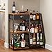 Jakyitvi Liquor Cabinet Bar for Home with Drawer, 3-Tier Wine Rack Freestanding Floor and Wine Shelf with Step Design for Whiskey, Spirits, Vintage Mini Bar for Kitchen Apartment