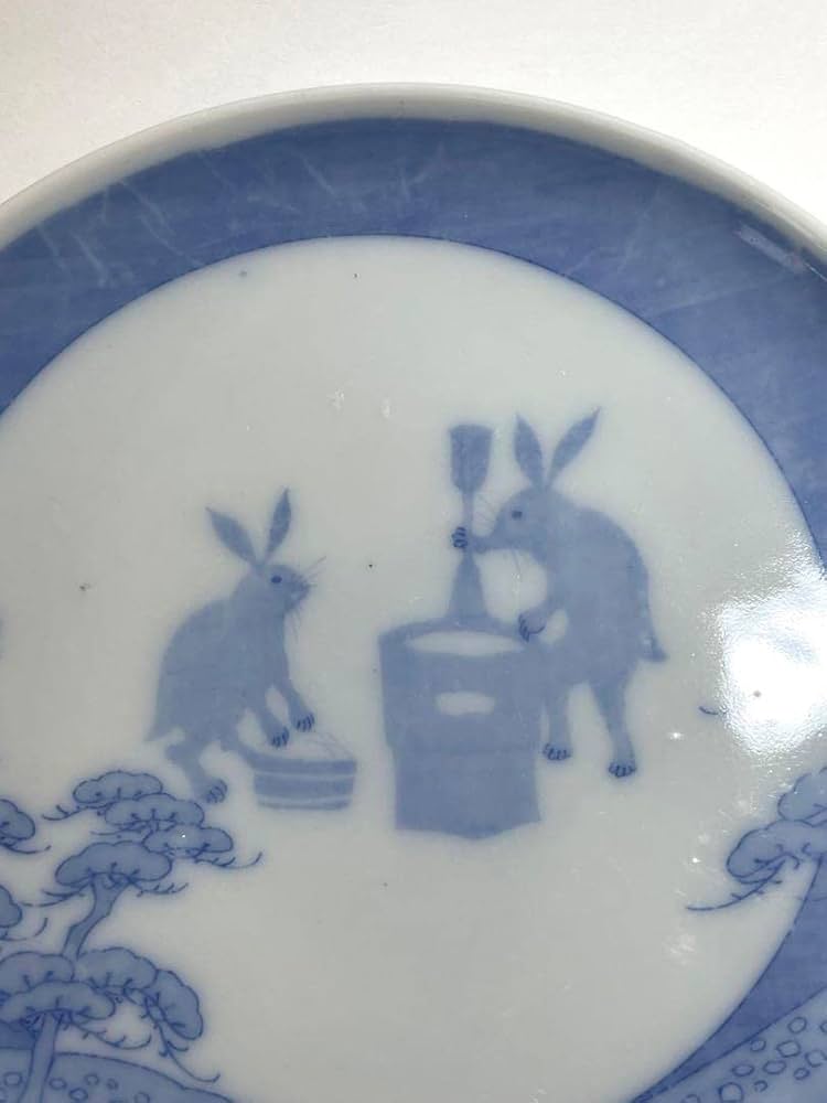 明治印判皿月うさぎ 明治印判皿月うさぎ