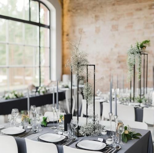 Image of 31.5inch 2 pcs Column Vases Metal Flower Stand Black Wedding Centerpieces for Tables Party Floral Stands for Flowers