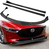 Q1-TECH, 9PCS Front Bumper Lip & Side Skirt Extensions Diffuser Compatible with 2019-2024 Mazda 3 Hatchback / 5DR Model Only, Front Lip Air Chin Body Kit Spoiler Splitter ABS (Matt Black)