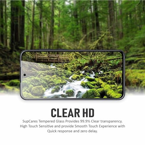 Image of SupCares Tempered Glass for Samsung Galaxy A35 and Samsung Galaxy A55 (6.6 Inch) With Installation Kit | Military-Grade Gorilla Screen Protector | Edge to Edge Coverage | Black