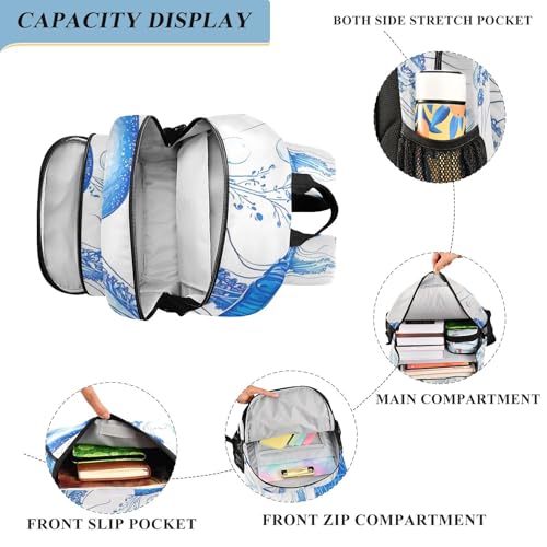 Backpack for School Boys Girls, Blue Jellyfish Print Large Girls Backpack with Chest Strap, 6-12 Y School Bag with Front Flap, 17 Inch4