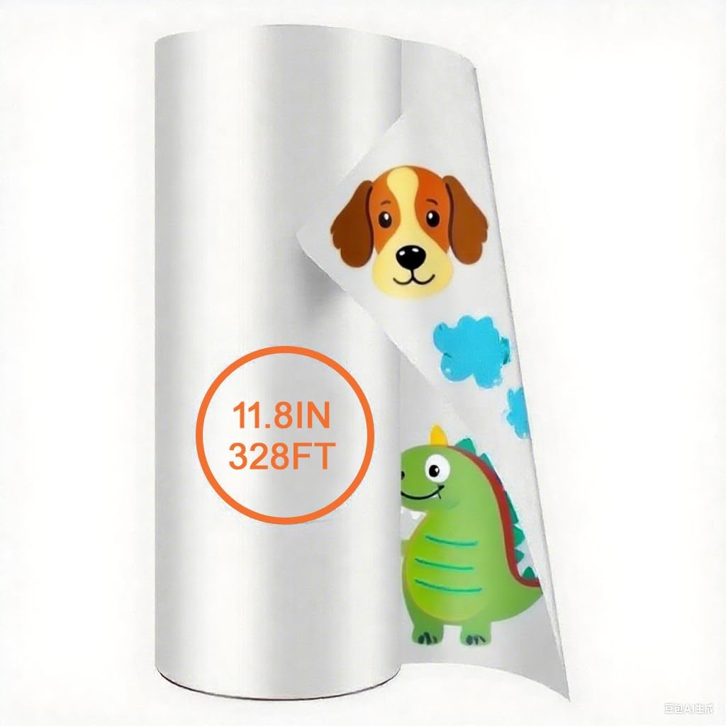 DTF Transfer Film Roll 11.8" x 328ft,Double Sided Matte Clear PreTreat PET Heat Transfer Paper, DTF Film Roll Cold and Hot Peel, Direct to Film for T-Shirts Textile(30cm x 100m)