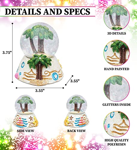 Cota Global Palm Tree Stone Snow Globe - Sparkly Water Globe Figurine With Sparkling Glitter, Collectible Novelty Ornament For Home Decor, For Birthdays, Christmas And Valentine's Day #TOP1
