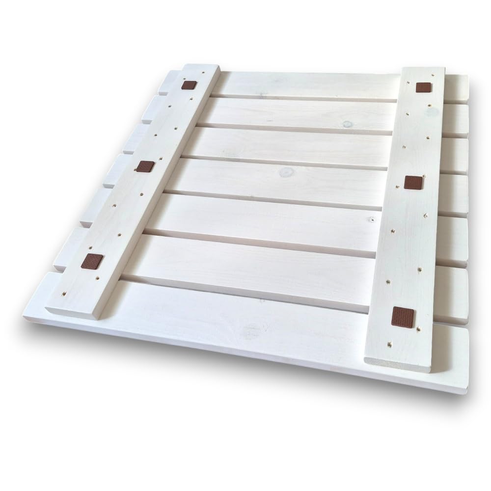 Pedana Doccia Legno Antiscivolo Sunwood 70x70 cm - Design Moderno Made in Italy - Bianco