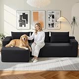 104' L Shaped Modular Sectional Sofa with Ottoman, Cloud Boneless Couch with Layered Cushion, Upholstered Sofa in a Box, Flexible Module Combination for Living Room, No Assembly, Dark Grey
