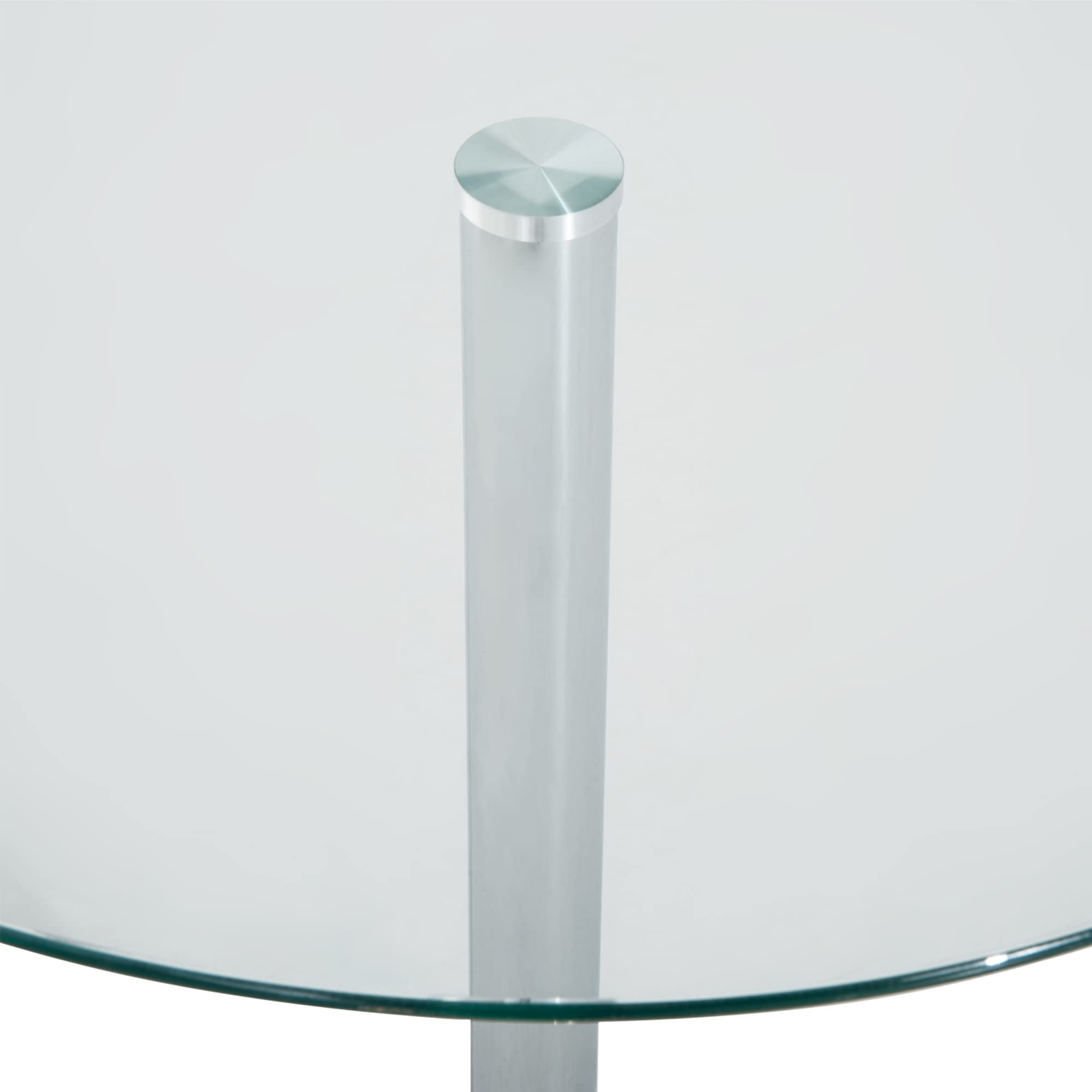 HOMCOM Mesa de Comedor Redonda para 2 Personas Ø70 cm Moderna Plateada | Mesa de Cocina, Superficie de Vidrio Templado, Base de Acero, para Salón, Comedor
