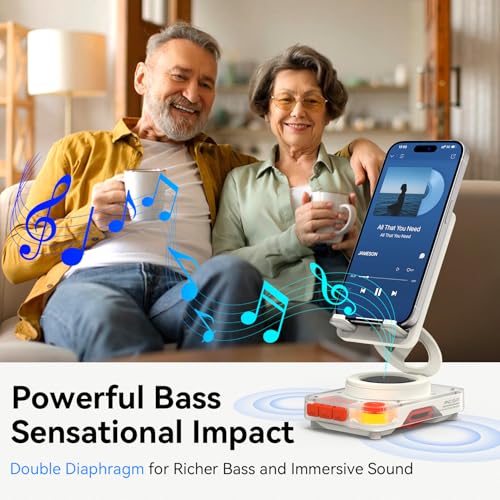 Image of ANCwear Bluetooth Speaker Phone Stand for Desk, Adjustable Holder | Bluetooth 5.4 audio stand with TF card slot for music and hands-free viewing in the kitchen, bedroom, office or travel