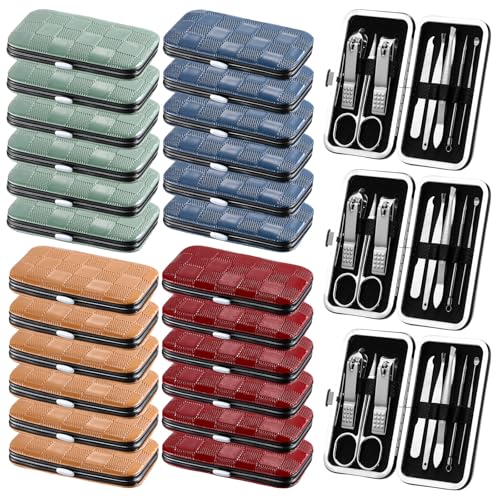 Lanties 24 Sets Manicure Kit Bulk, 8 in 1 Mini Fingernail Clipper, Classic