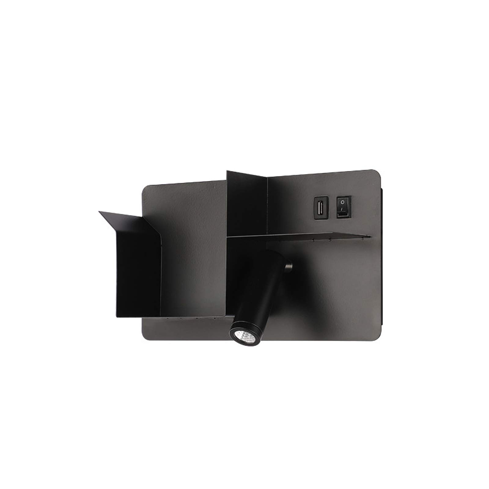 Lámpara de pared con puerto de carga USB y estante para salas modernas