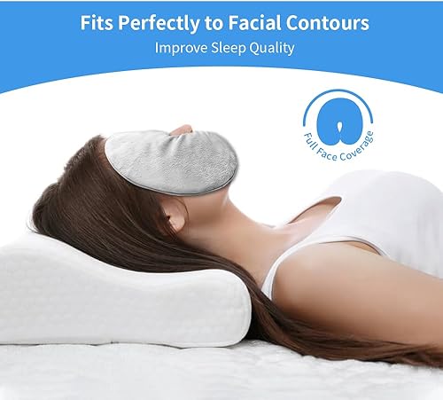 Miniatura 2 de Máscara facial térmica, almohadilla térmica para microondas para cara, máscara sinusal para migraña, tensión, estrés, dolor de cabeza, relajación