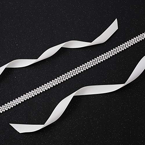 Sliver Rhinestone Bridal Belt Sash Crystal Headband Wedding Belt for Bride Bridesmaid Dress2