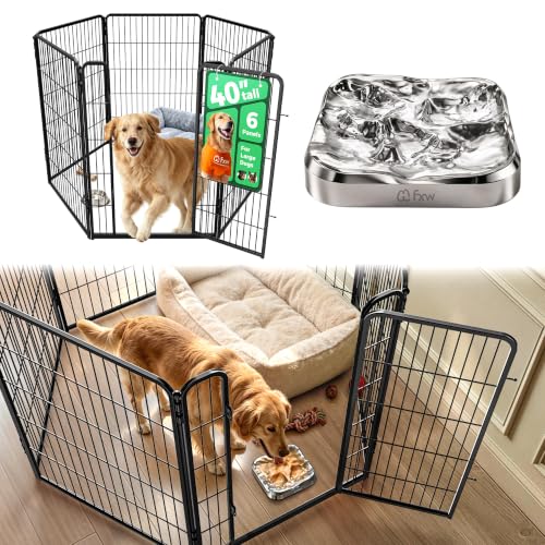 Image of FXW Homeplus Indoor Dog Playpen with Lick Mat, 40 inch H 6 Panels