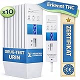 Medicinadellavoro.com – Drogentest Schnelltest Urin zur Erkennung THC mit 10 Professionelle Drogentestkarten Marihuana, Cannabis und Haschisch – THC Test Urin, 50 ng/ml Grenzwert, Ergebnisse 5 Min