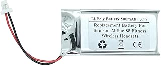 500mAh 3.7V Replacement Battery for Samson Airline 88 Fitness Wireless Headsets, 1icp7/21/41, 602040