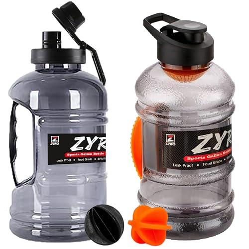 Image of Zyro Pack of 2, 1.5L Gallon Water Bottle with Mixer Ball & Strainer | Leak Proof & BPA-Free | Gym, Office, Travel & Sports Bottle for Men & Women Protein Shaker, Running & Workout-Orange,Black Combo