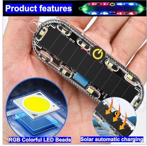 RQG Solar Strobe Lights*2 and Fake Car Alarm Light *2, Colorful Led Warning Light,Automotive Interior Flash Anti Collision Light,Anti-Theft Security Alarm Lights for Car Truck Motorcycle, 4 Pack
