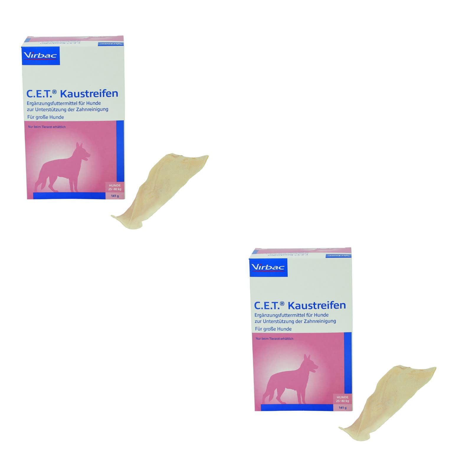 Virbac C.E.T. Tiras masticables para perros grandes (25 hasta 40 kg de peso corporal), paquete doble, 2 x 141 g