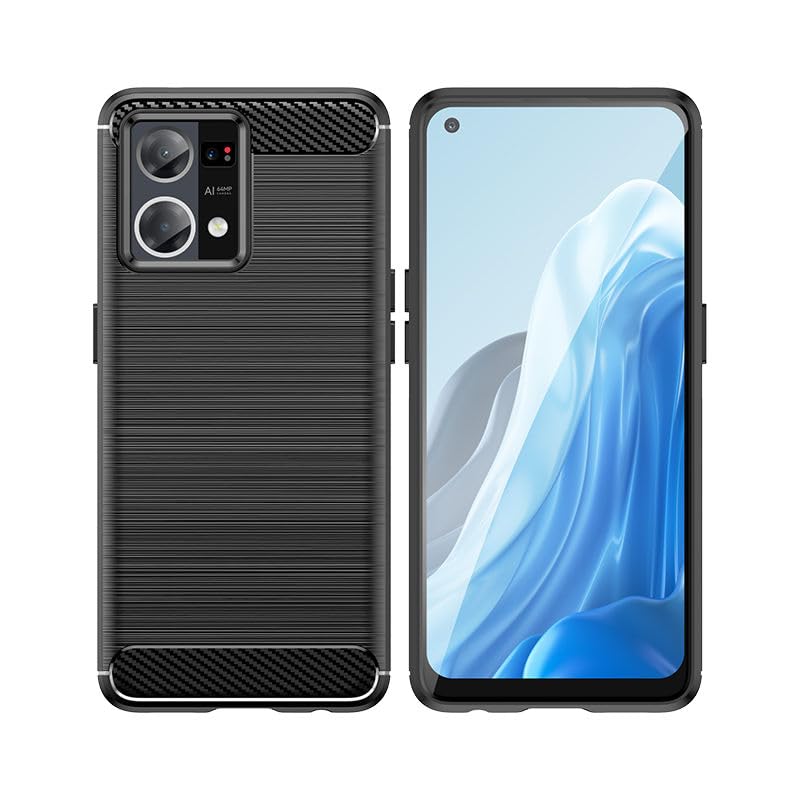 Image of Hybrid Carbon Fiber Back Case for Oppo F21 Pro 4G (Black)