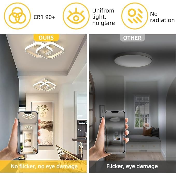 Image of 22W Modern Ceiling Light LED Acrylic Minimalism Square LED Ceiling Lamps for Hallway Office Bedroom Kitchen Living Room Ceiling Lights,Gu4