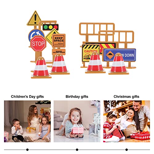 iplusmile Kids Traffic Signs Playset: 30pcs Street Traffic Cone Barricade Signs Crosswalk Signal Educational Mini Toys for Boys Girls, Ages 3+ - Thumbnail 5