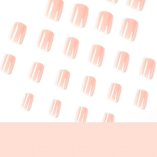 Miniatura 5 de Uñas postizas cuadradas de longitud media, uñas adhesivas brillantes de color puro, uñas acrílicas de cobertura completa, lindas uñas postizas