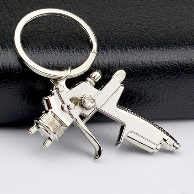 Image of Spray Paint Gun Black Metal Key Chain Ring Keychain New Spray Paint Gun Black Metal Key Chain Ring Keychain New, Silver, Large