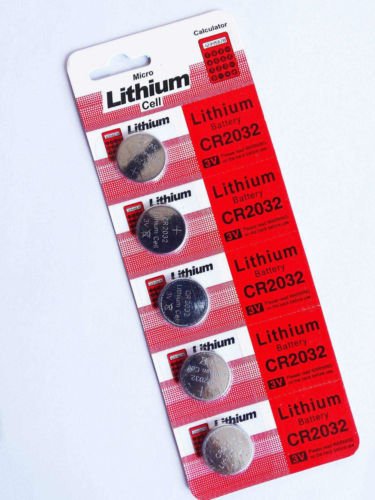 NYLON CR2032 3V Lithium Button Coin Cell CMOS Battery (Pack of 5 Pieces)