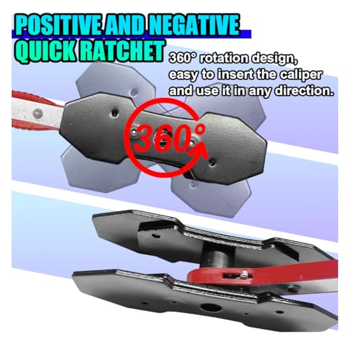 UHANBUT Brake Caliper Press Tool, 360 Degree Auto Swing Car Ratchet Brake Expander Wrench with 2PCS Steel Plates, Car Braking Caliper Hanger Set, Auto Calipers Piston Braking Pad Spreader Tool (1PC) by UHANBUT - Image 6