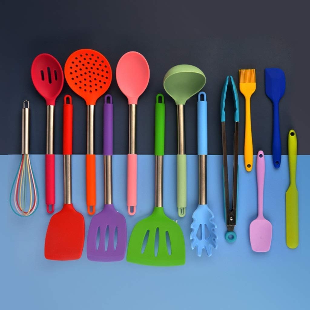 Kochutensilien, 14-teiliges Küchenutensilien-Set mit Halter, Silikon-Kochutensilien-Sets, antihaftbeschichtetes Kochgeschirr-Set, BPA-freie Küchenhelfer, Kochutensilien-Sets
