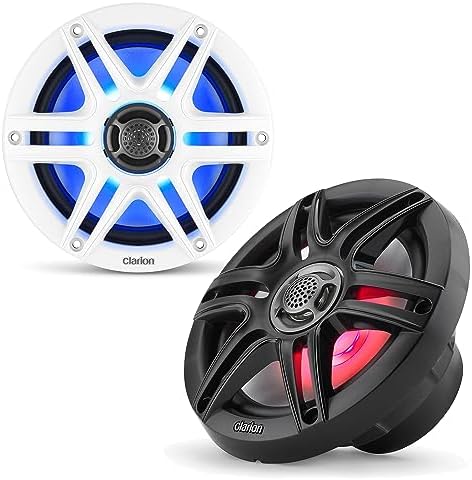 Clarion CMS-651RGB-SWB 6.5-inch Coaxial Marine Speakers with Buil...