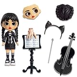 Just Play Wednesday Deluxe 6-inch Articulated Figure, 11-Pieces, Interchangeable Face Plates and Fashion, Customizable Collectible Figurine, Kids Toys for Ages 3 Up