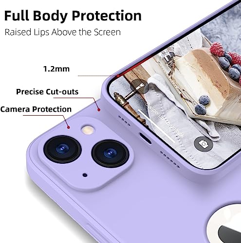 Image of DIZORO Shockproof Matte Flexible Back Cover for iPhone 13 Mini Case Square Pattern Liquid Silicon TPU Camera Protection Back Cover (5.4 Inch) - Purple