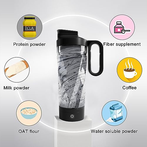 USB Rechargeable Electric Protein Shaker Bottle, 34 oz Blender Cup with Tritan - BPA Free (Black)
