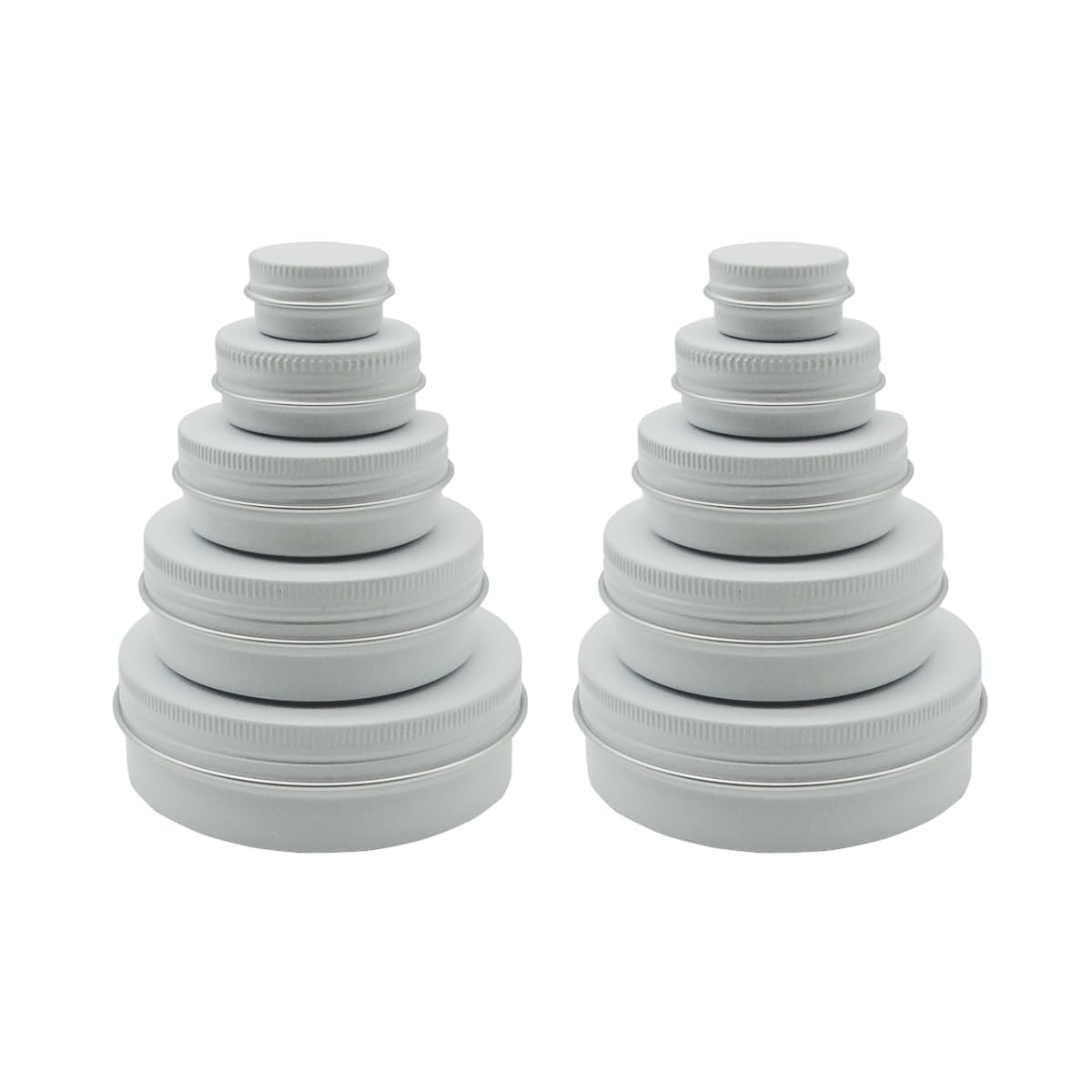 10pack Aluminum Tin Jars 60ml, 15ml White Empty Container, 30ml Travel Makeup Tin 100g Pot, 2oz Refillable Small Cosmetic Cans for DIY Cream Sample Powder Candle Tea Paint Slime (mixed size)