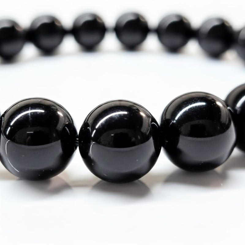 Image of Black Tourmaline Bracelet Premium 10mm Negativity Protection Grounding Men Women Original