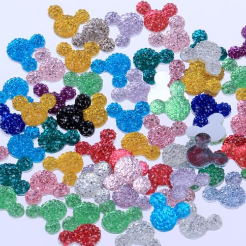Decoendiy 200Pcs Resin Bear Head Flatback Faux Rhinestone Cabochons Translucent Resin Animal Embellishments for Scrapbooking DIY Crafts Hair Accessories(Mix B)