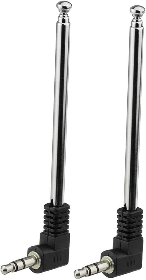 Mini FM Radio Antenna 3.5mm Male Telescopic FM Antenna Portable 2-Pack Compatible with Indoor Stereo Receiver AV Audio Video Home Theater Receiver Mobile Cell Phone Bose Radio