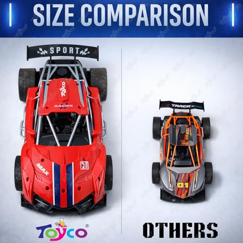 Image of toyco Remote Control Car Toy for Kids with Real Smoke Effect & LED Headlights | High Speed Rechargeable 2.4GHz RC Drift Cars 75+ ft Range & Auto Mode | Big Size Drifiting Car for Boys Girls 4+
