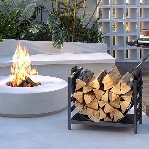DOEWORKS Indoor Firewood Rack 18 Inch Fireplace Log Holder with Canvas Carrier - Thumbnail 6