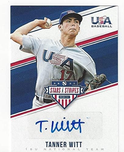 Tanner Witt Autographed "15U Signatures" Serial Numbered #077/191 National Team Development Program Collectible Baseball Card - 2018 Panini USA Baseball Stars & Stripes Edition #SS-TW (University of Texas Longhorns Committment) Free Shipping